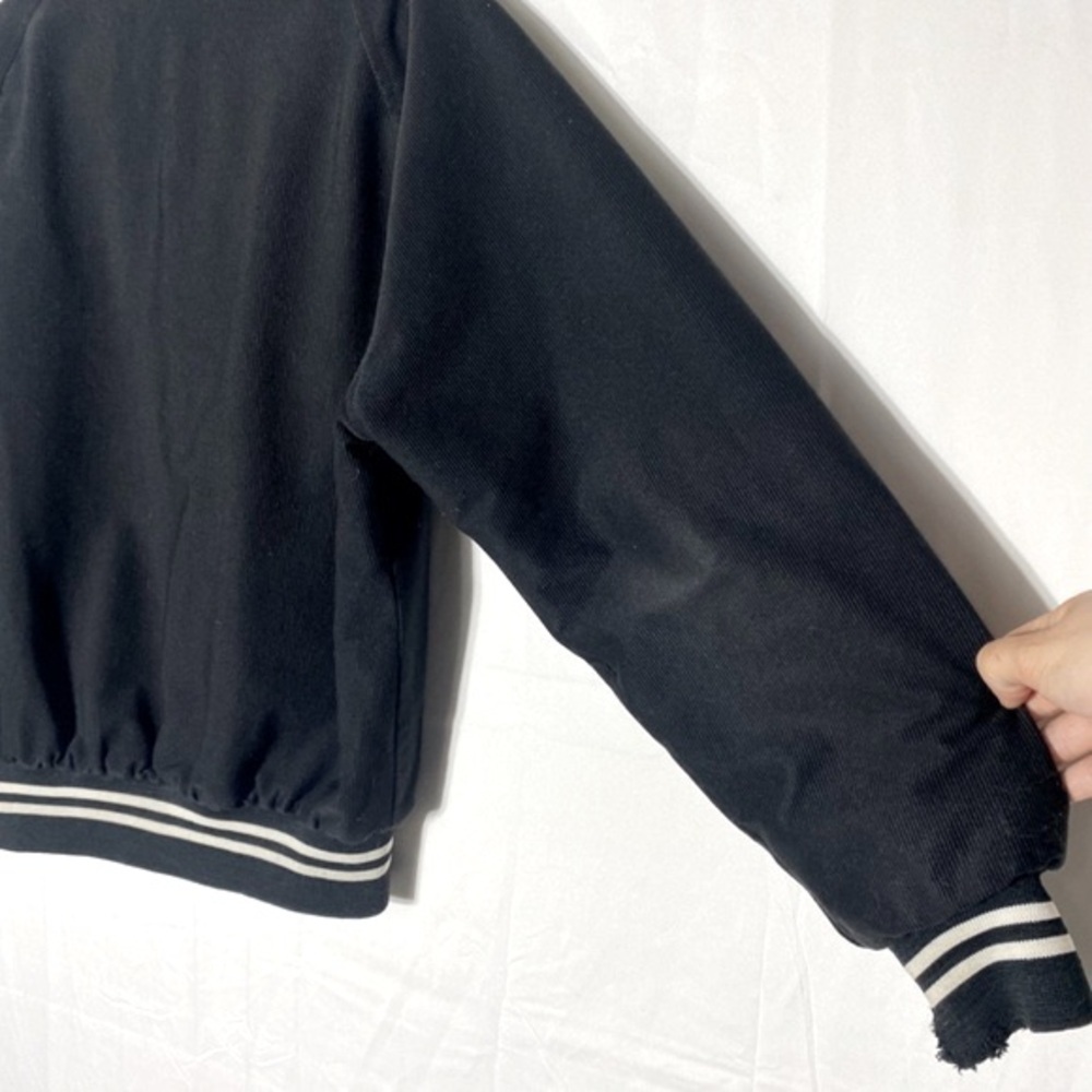 Vintage Black Textured Snap Front Bomber Style Light Jacket M - Picture 12 of 14